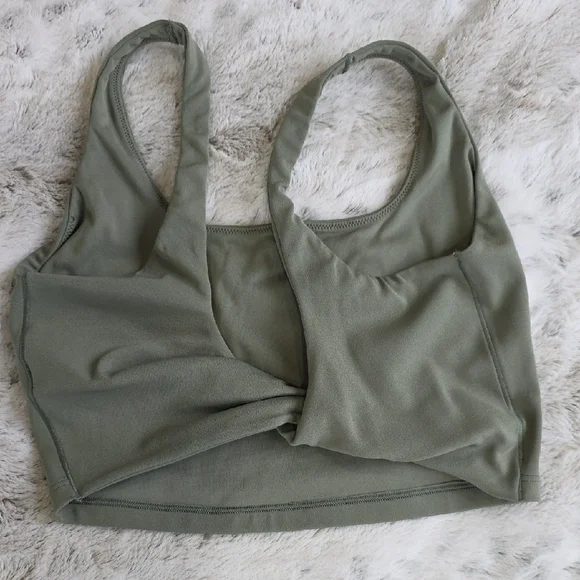 OFFLINE By Aerie Real Me Twist Back Longline Sports Bra Olive Green - Picture 4 of 6